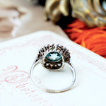 AWESOME!! Vintage Starlight Blue Zircon Halo Cluster Ring