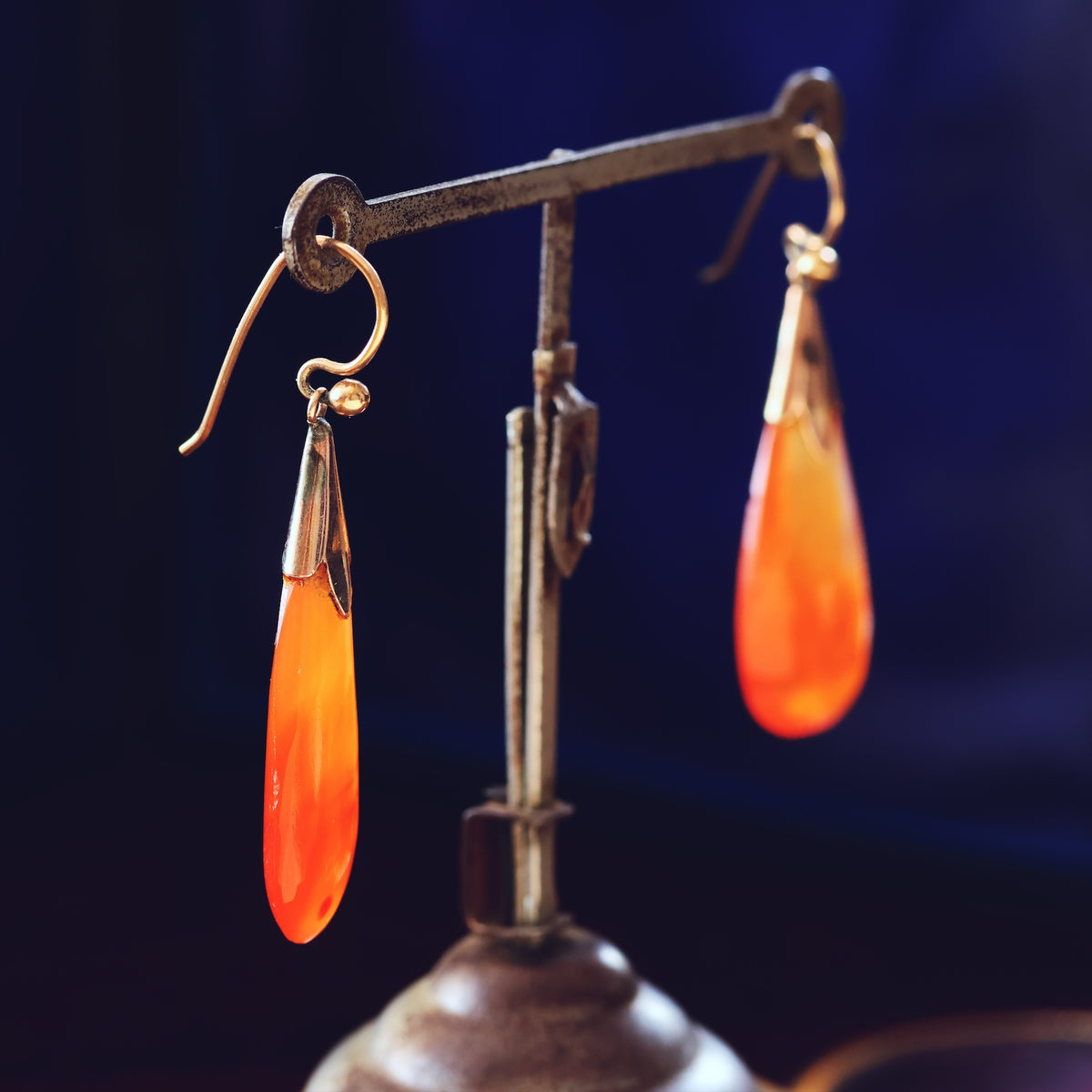 Antique Edwardian Era Carnelian Drop Earrings