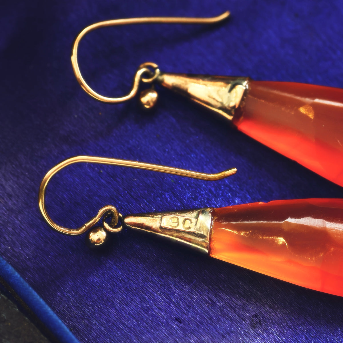 Antique Edwardian Era Carnelian Drop Earrings