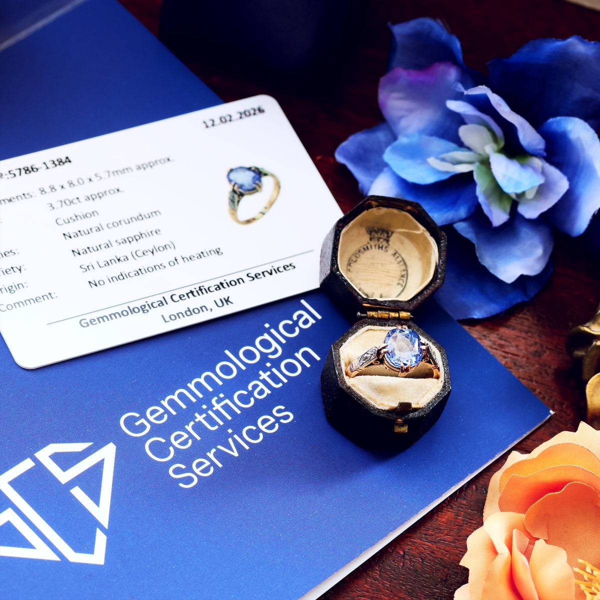 Vintage Delight! Certificated Natural Ceylon Sapphire & Diamond Ring