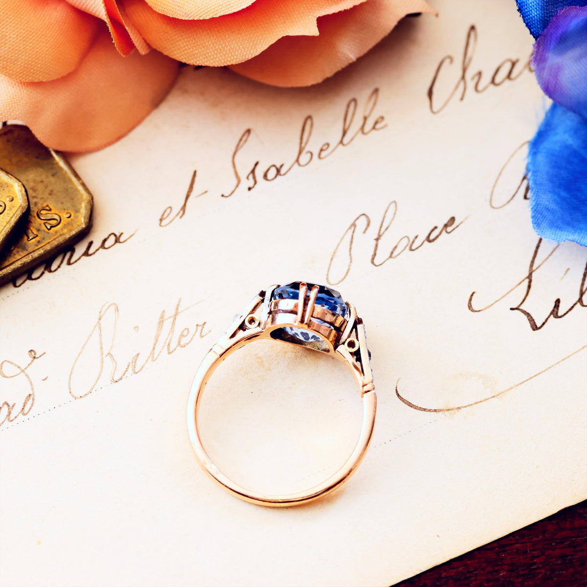 Vintage Delight! Certificated Natural Ceylon Sapphire & Diamond Ring