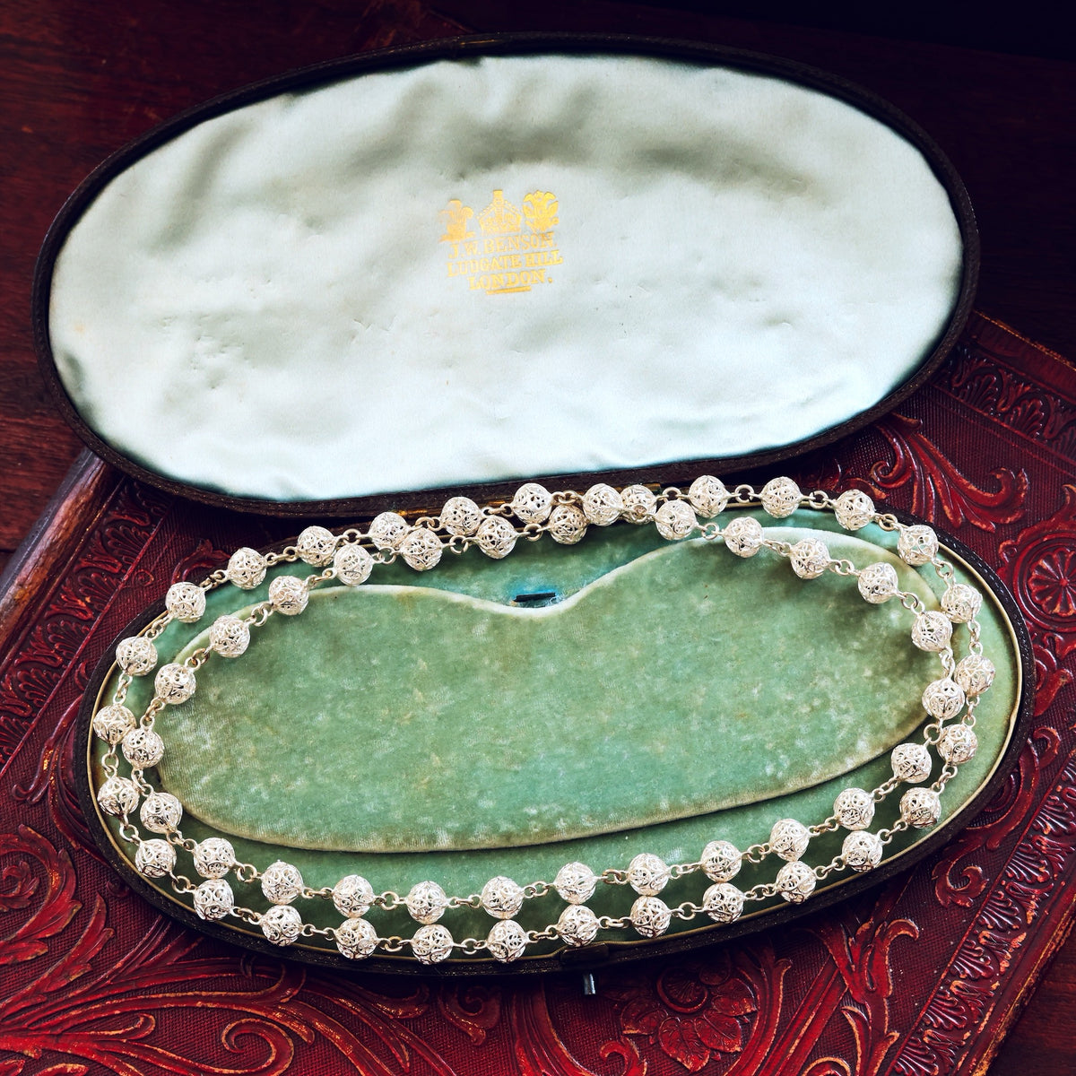 Vintage Continental Silver Filigree Bead Necklace