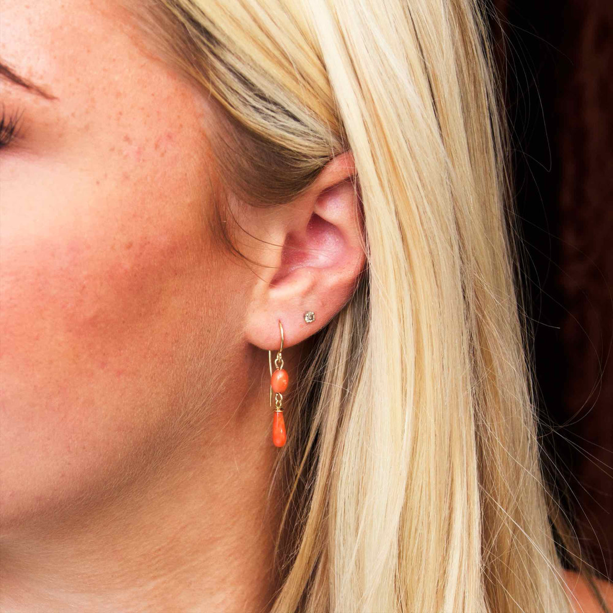 Antique Peach Sciacca Coral Earrings