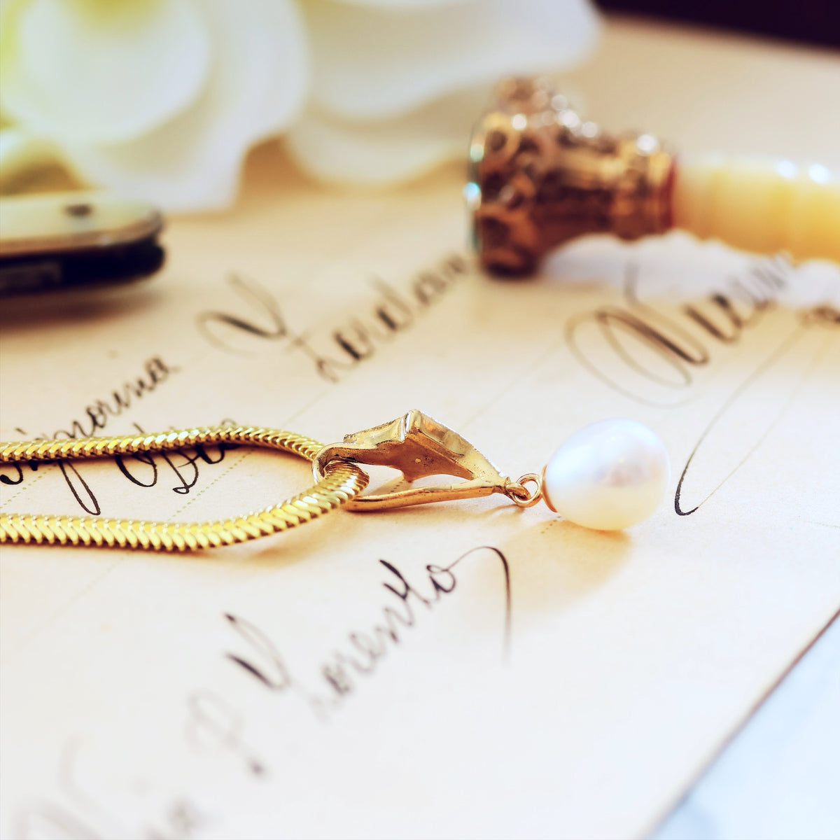 Recycled Vintage Cultured Pearl & Diamond Pendant