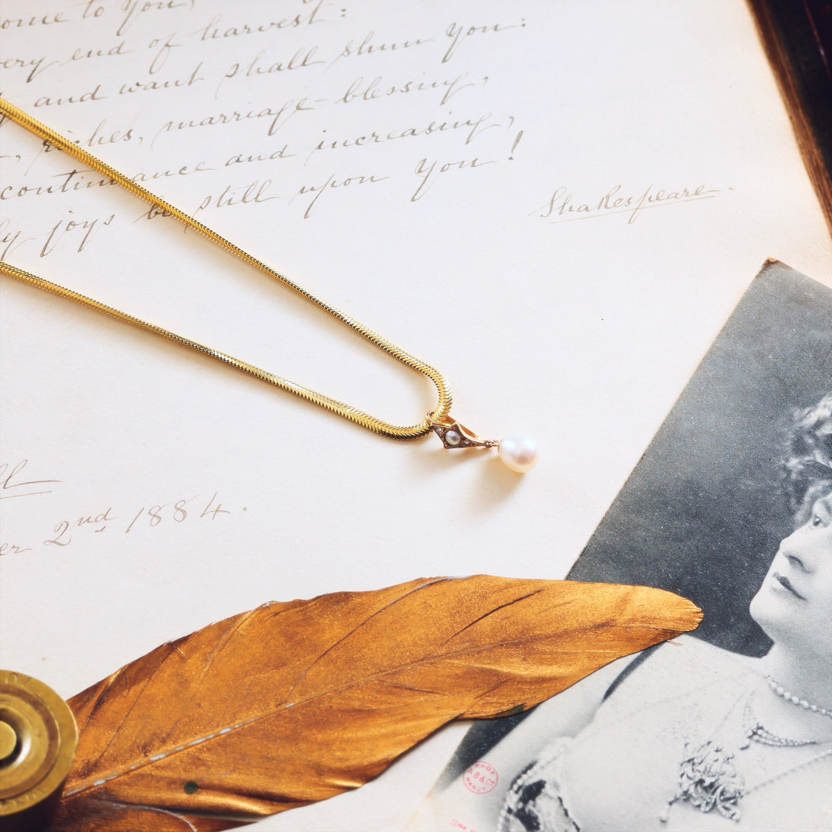 Recycled Vintage Cultured Pearl & Diamond Pendant