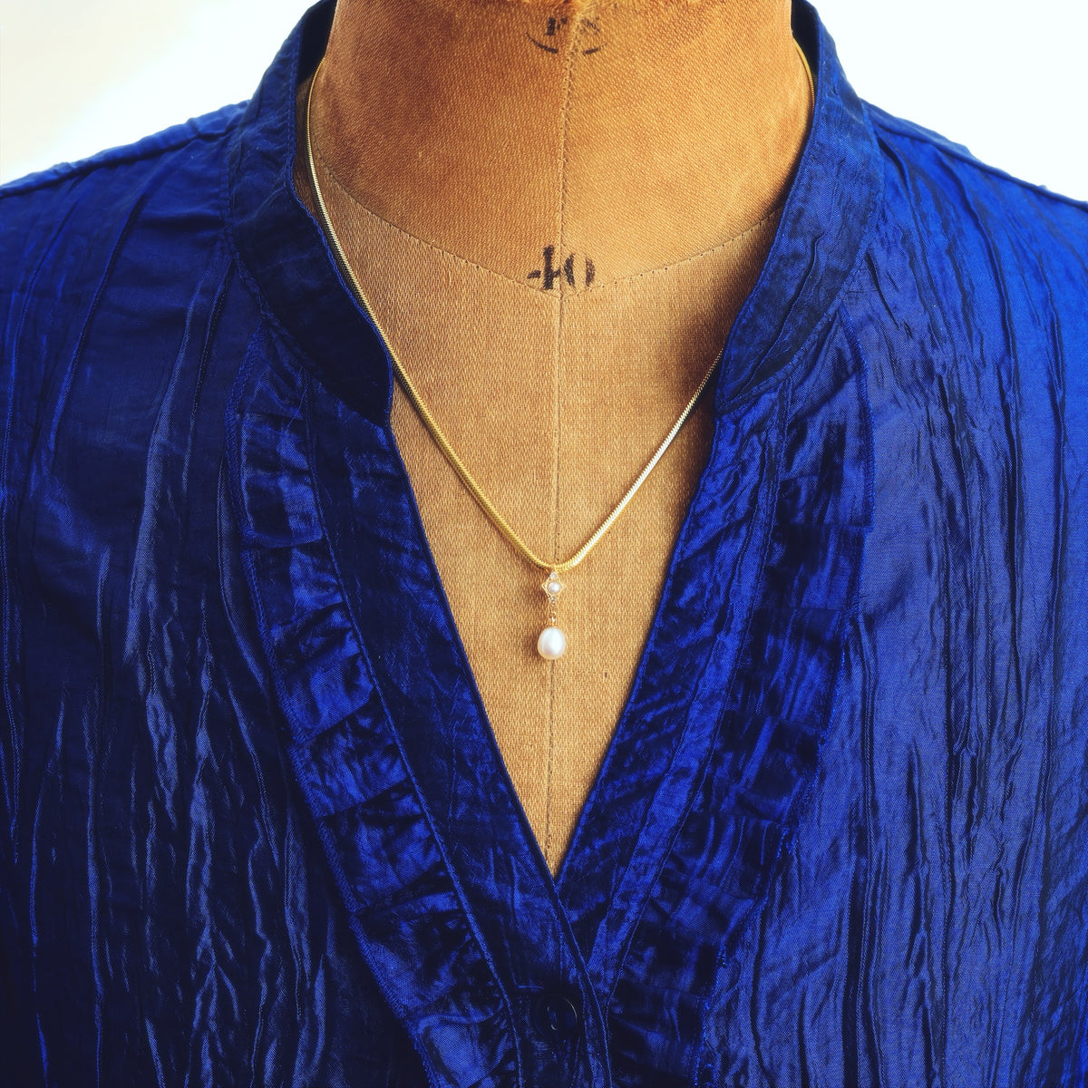 Recycled Vintage Cultured Pearl & Diamond Pendant