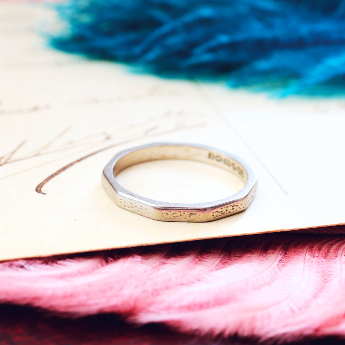 Vintage Date 1949 Size N/6.75 White Gold Wedding Ring