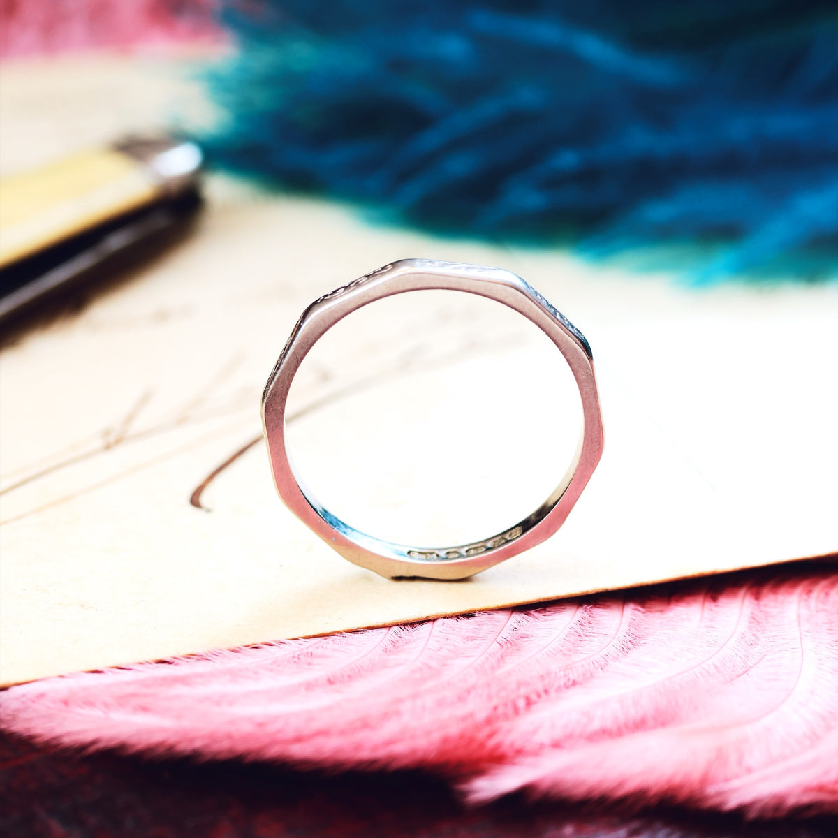 Vintage Date 1949 Size N/6.75 White Gold Wedding Ring