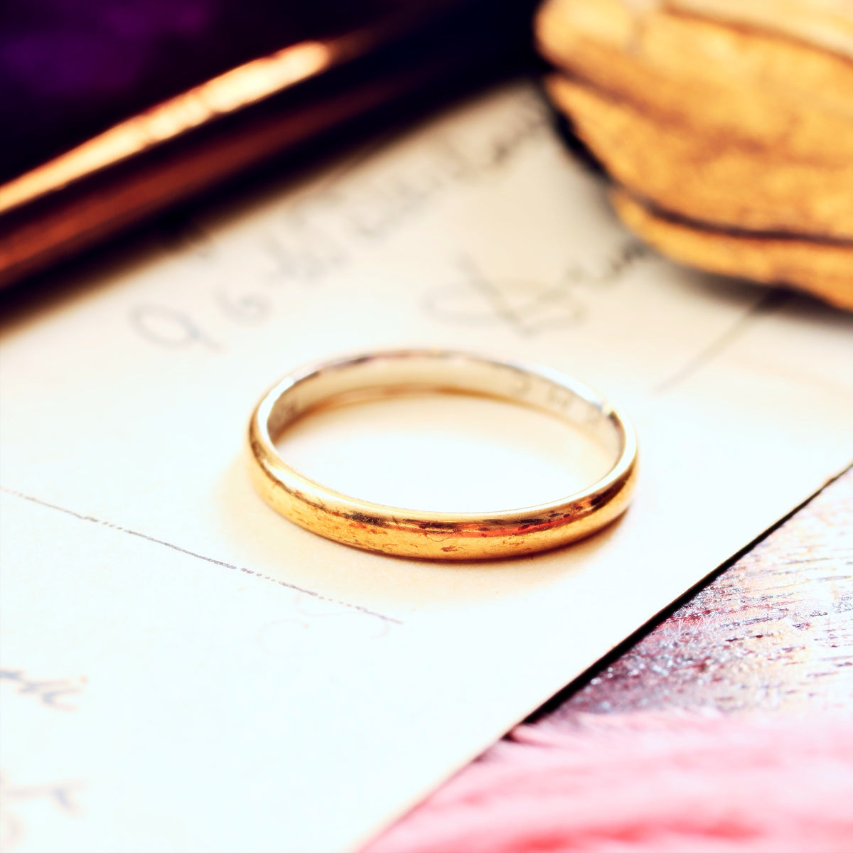 Vintage Size M Date 1953 22ct Gold & Platinum Wedding Band