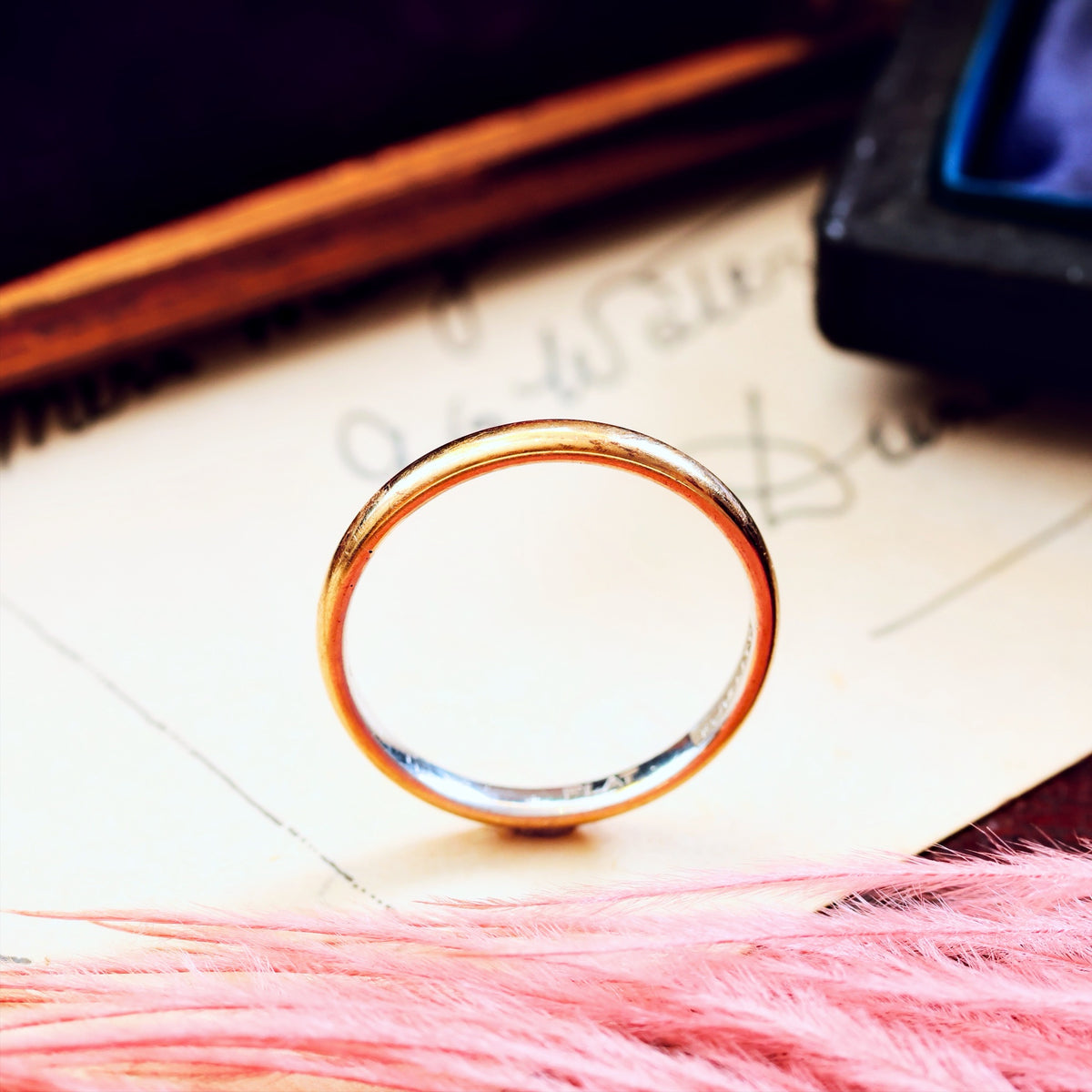 Vintage Size M Date 1953 22ct Gold & Platinum Wedding Band