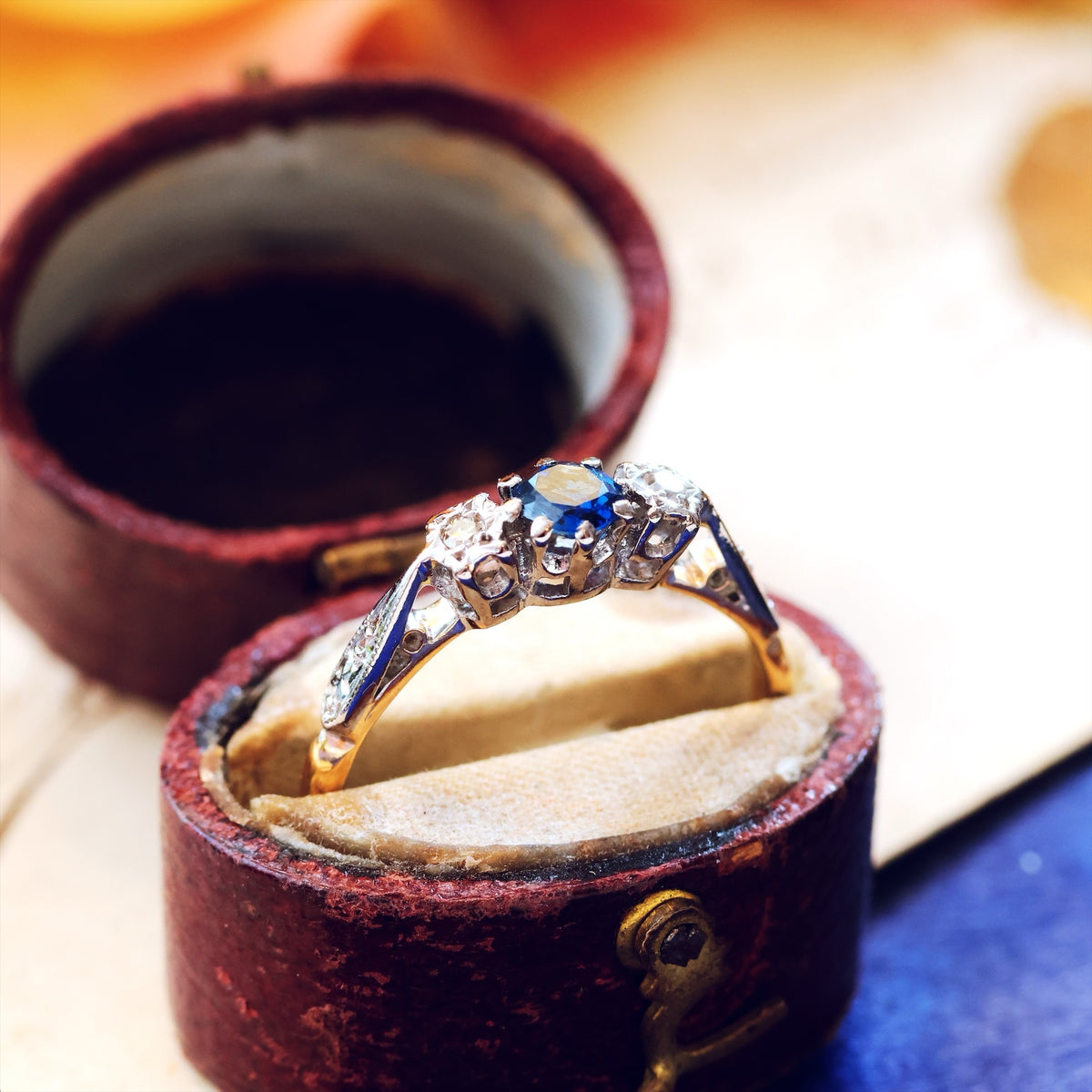 Date 1961 Sapphire & Diamond Trilogy Engagement Ring
