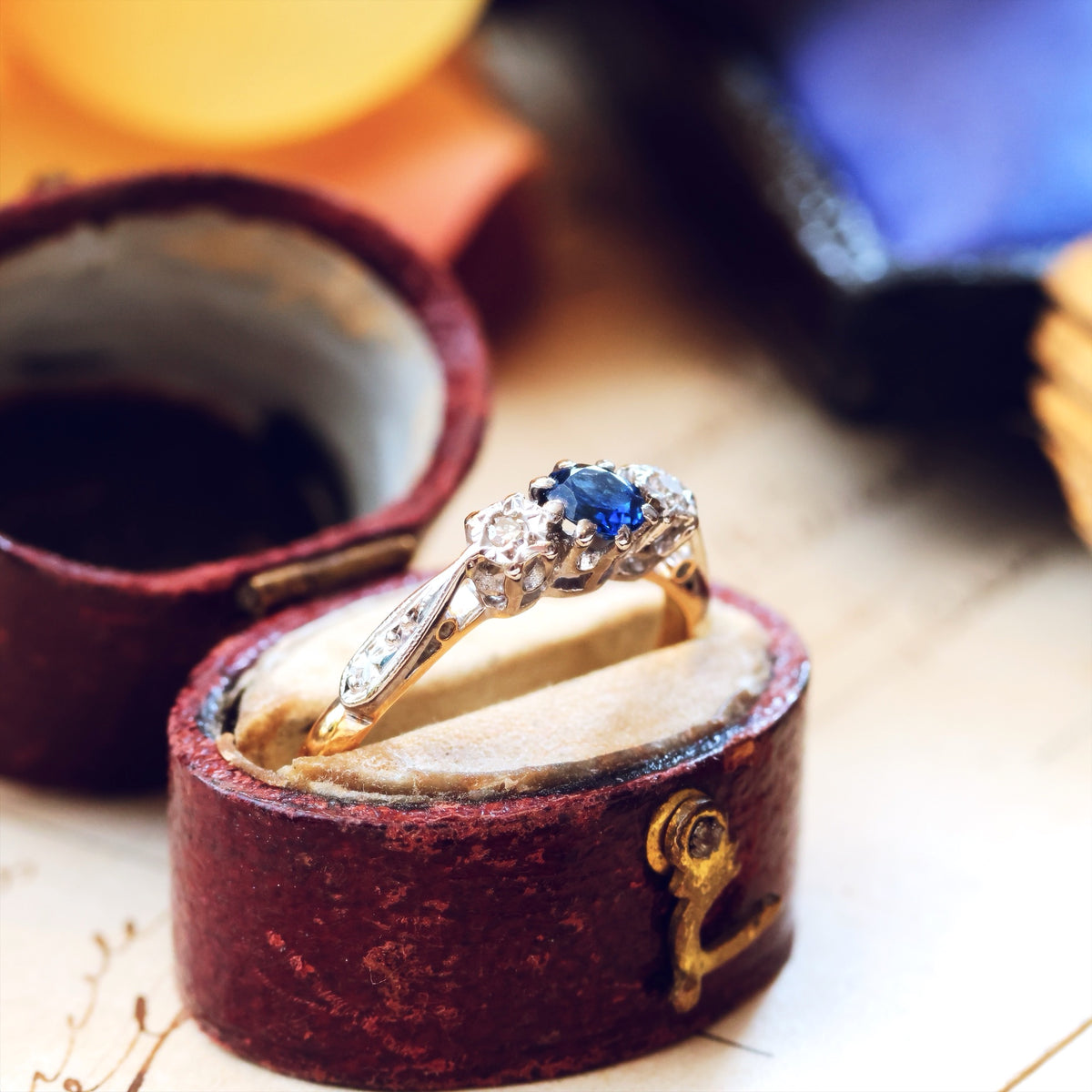 Date 1961 Sapphire & Diamond Trilogy Engagement Ring