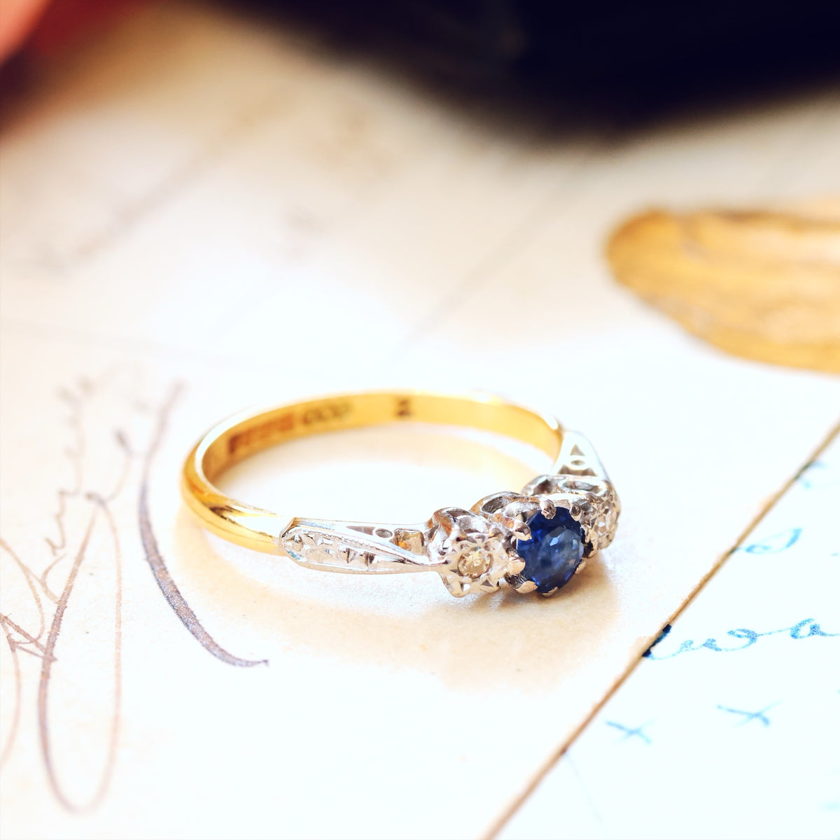 Date 1961 Sapphire & Diamond Trilogy Engagement Ring