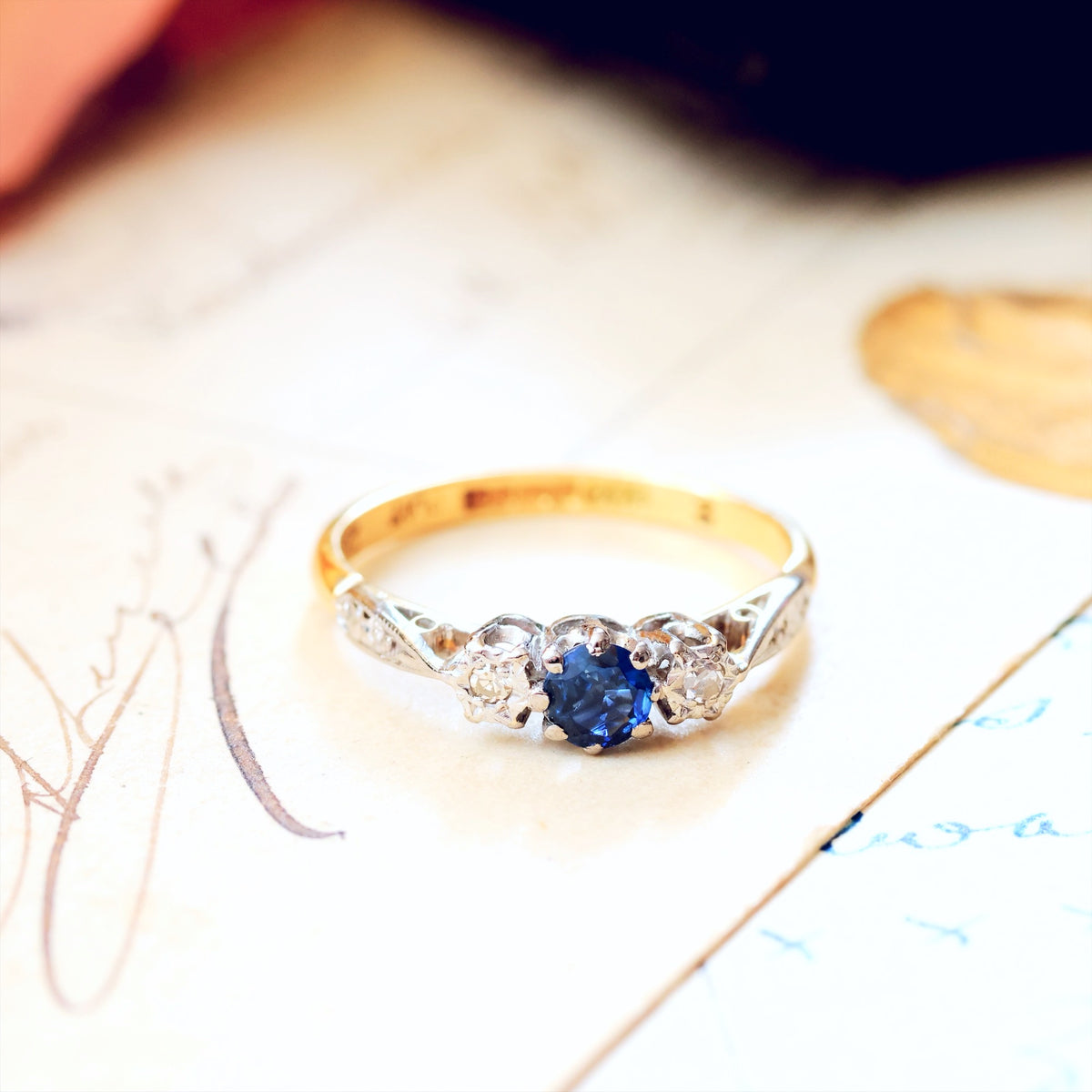 Date 1961 Sapphire & Diamond Trilogy Engagement Ring