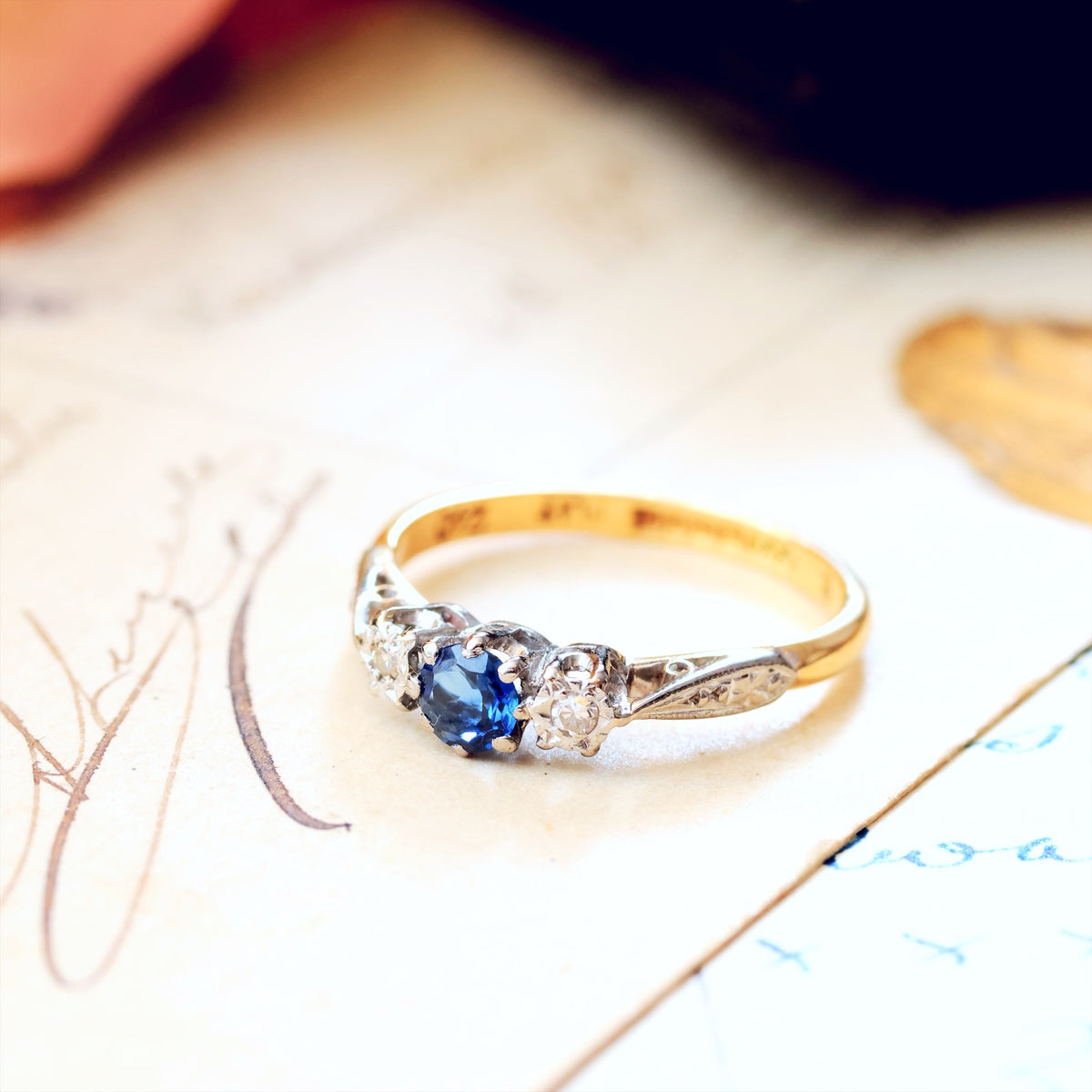 Date 1961 Sapphire & Diamond Trilogy Engagement Ring