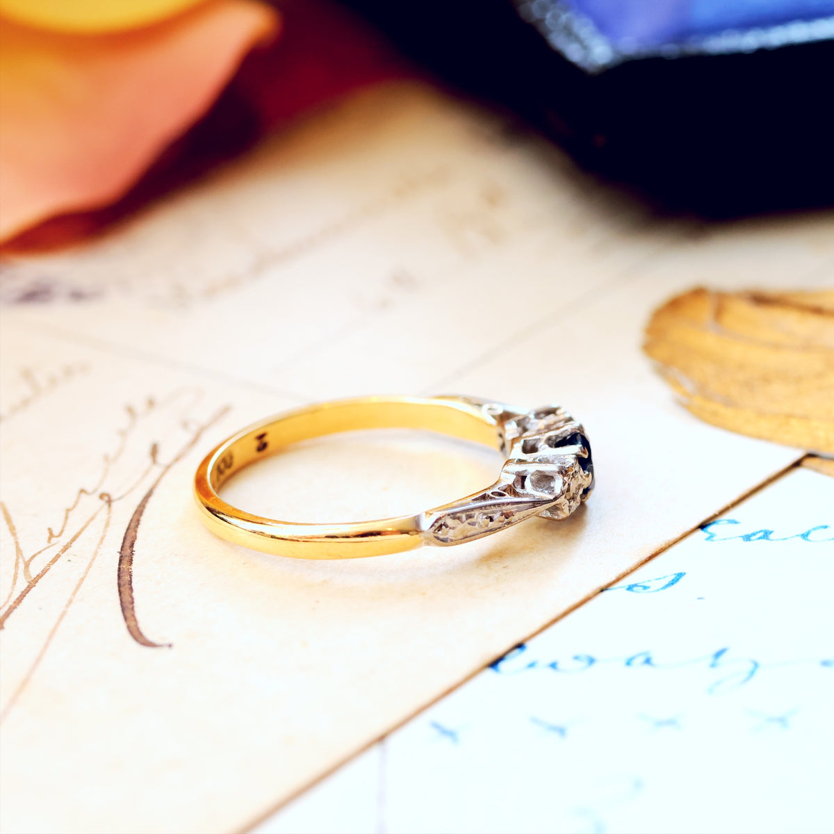 Date 1961 Sapphire & Diamond Trilogy Engagement Ring