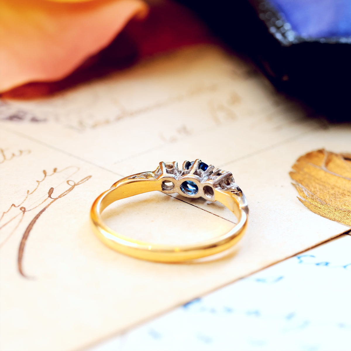 Date 1961 Sapphire & Diamond Trilogy Engagement Ring