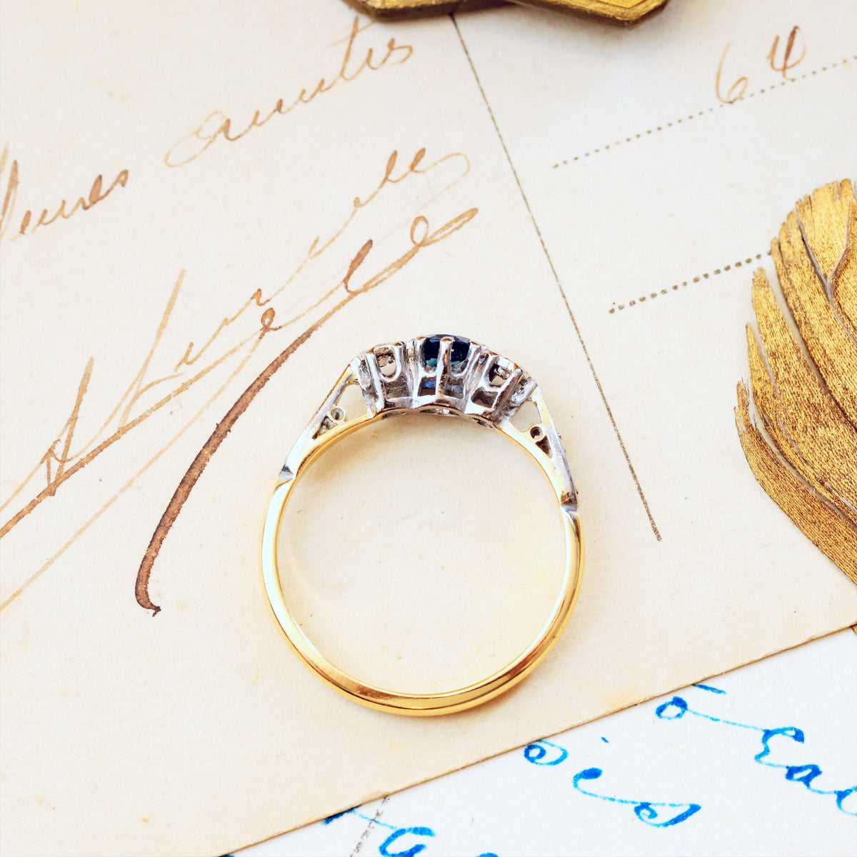 Date 1961 Sapphire & Diamond Trilogy Engagement Ring
