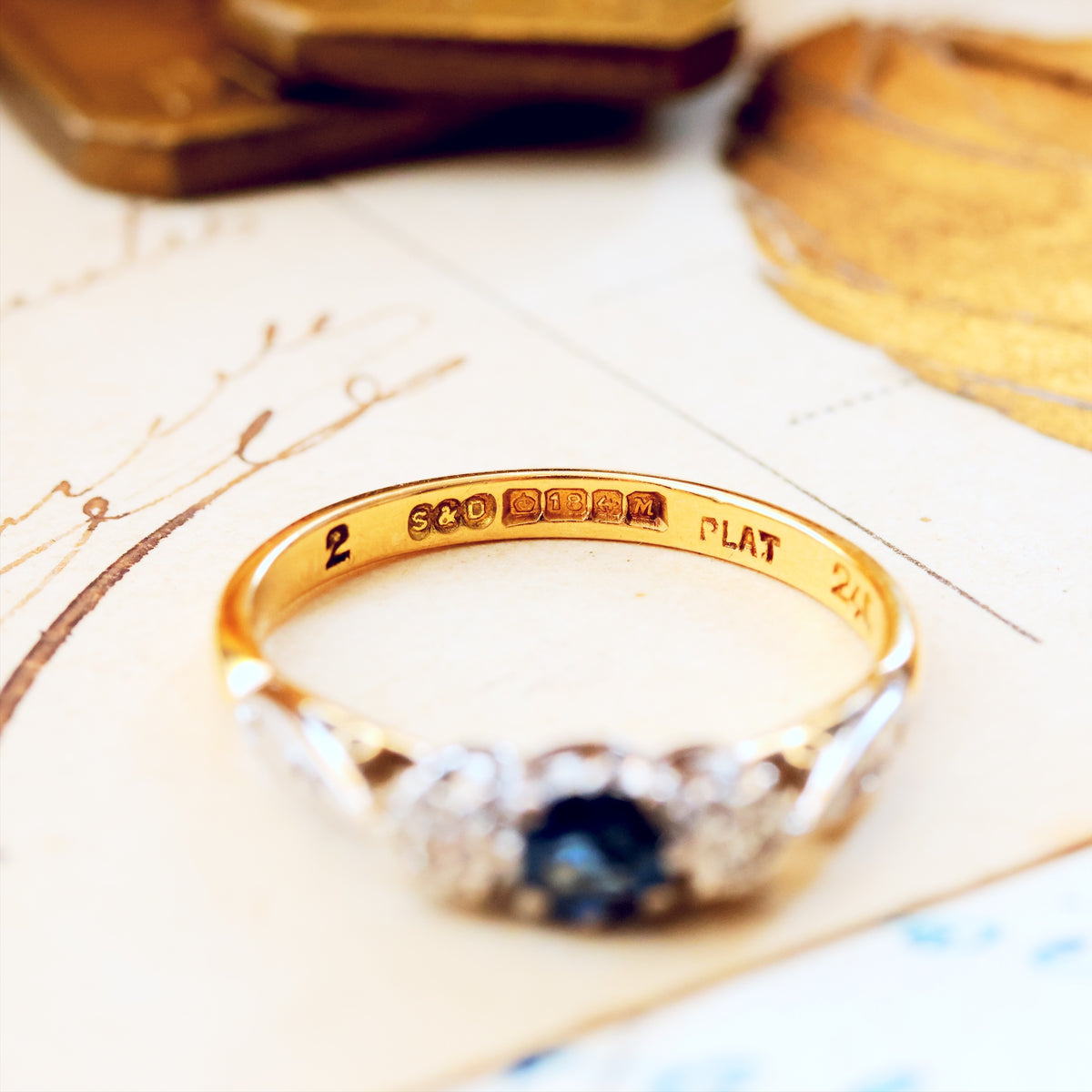 Date 1961 Sapphire & Diamond Trilogy Engagement Ring