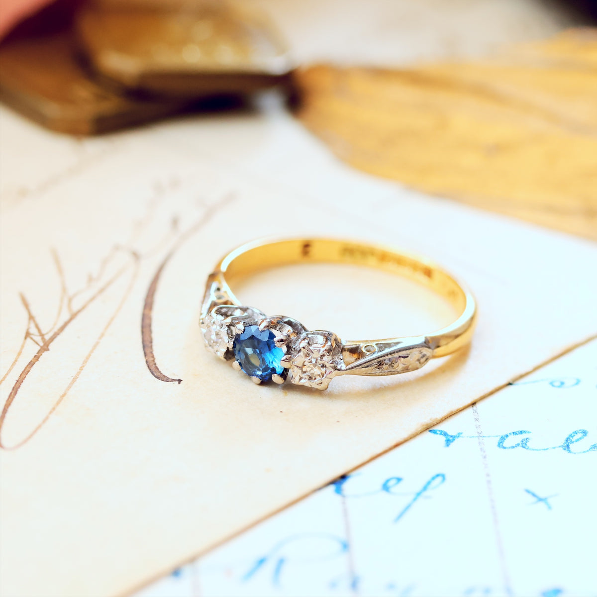 Date 1961 Sapphire & Diamond Trilogy Engagement Ring