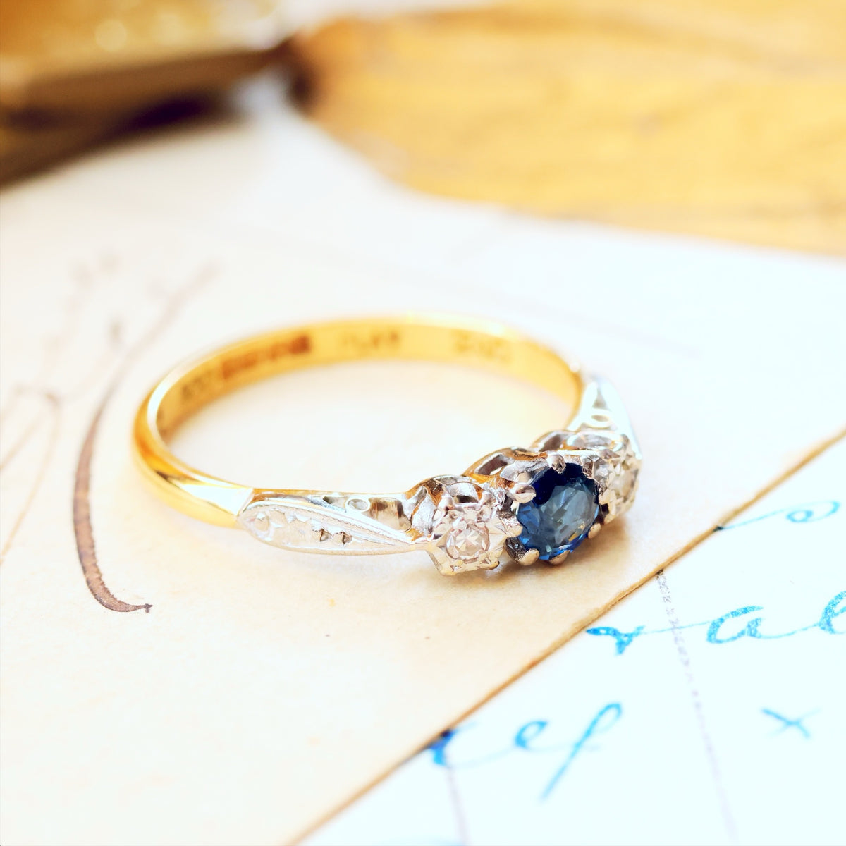 Date 1961 Sapphire & Diamond Trilogy Engagement Ring