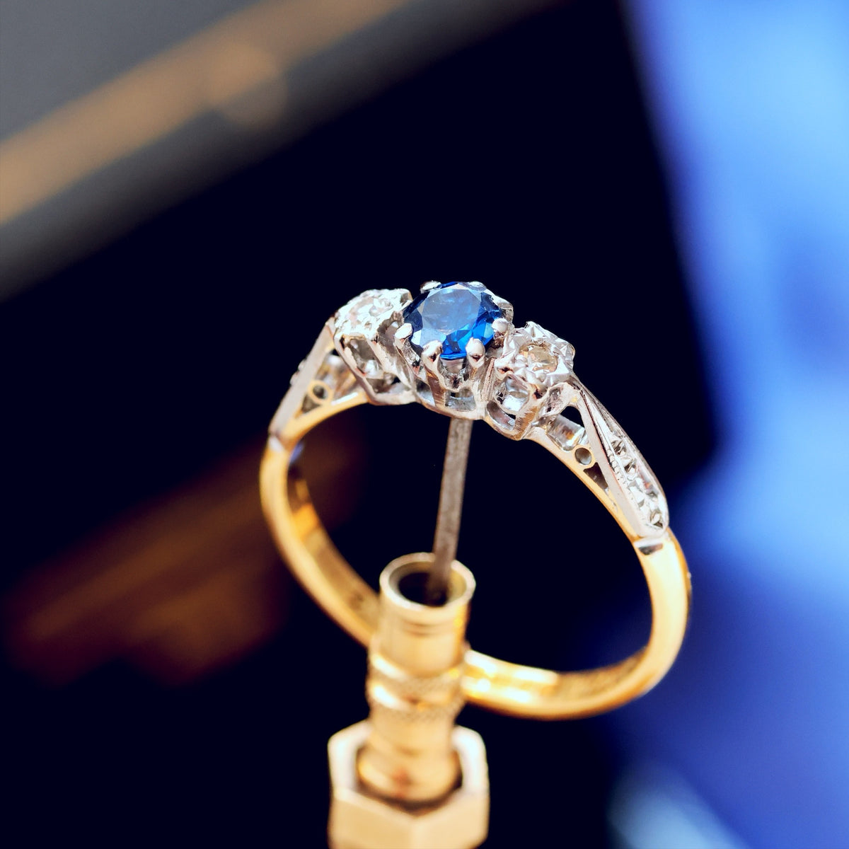 Date 1961 Sapphire & Diamond Trilogy Engagement Ring