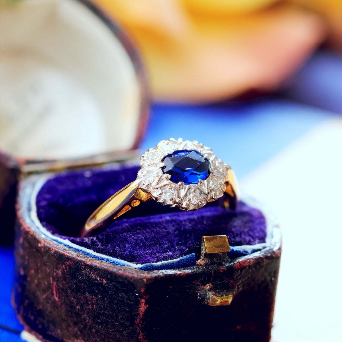 Date 1962 Flowerette Sapphire & Diamond Engagement Ring