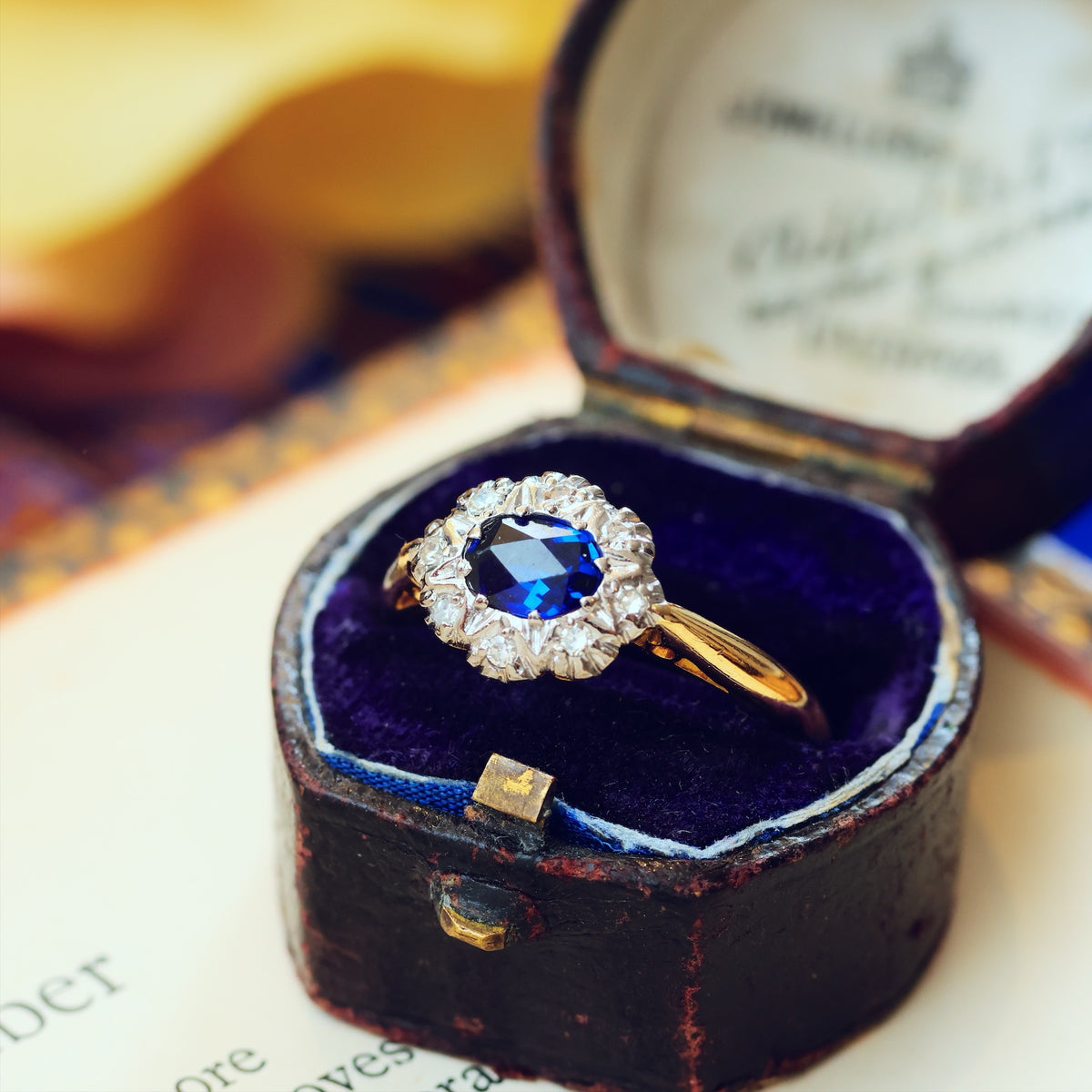 Date 1962 Flowerette Sapphire & Diamond Engagement Ring