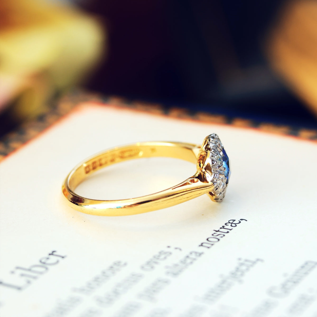 Date 1962 Flowerette Sapphire & Diamond Engagement Ring