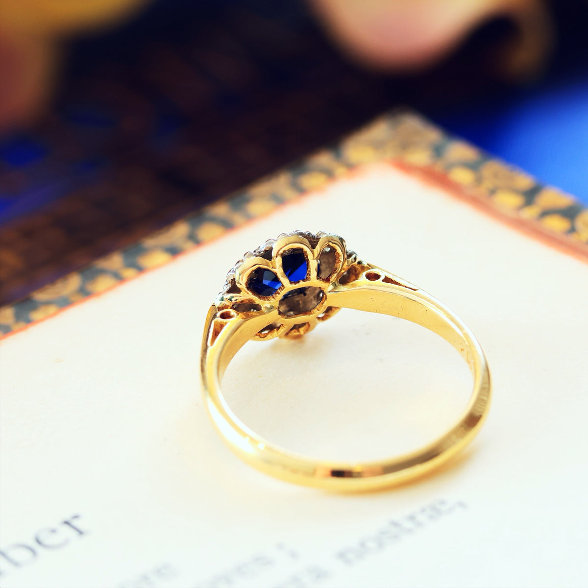 Date 1962 Flowerette Sapphire & Diamond Engagement Ring