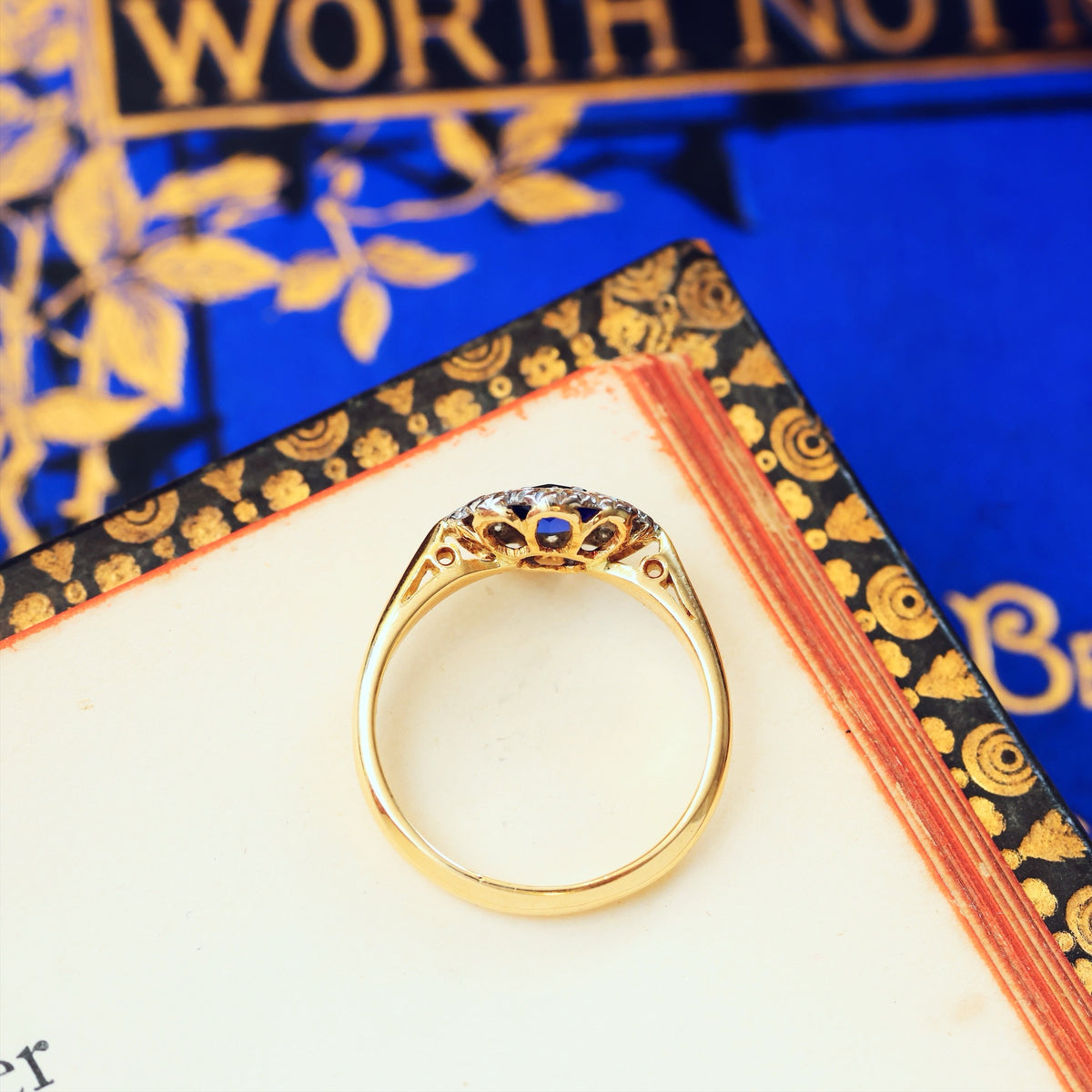 Date 1962 Flowerette Sapphire & Diamond Engagement Ring