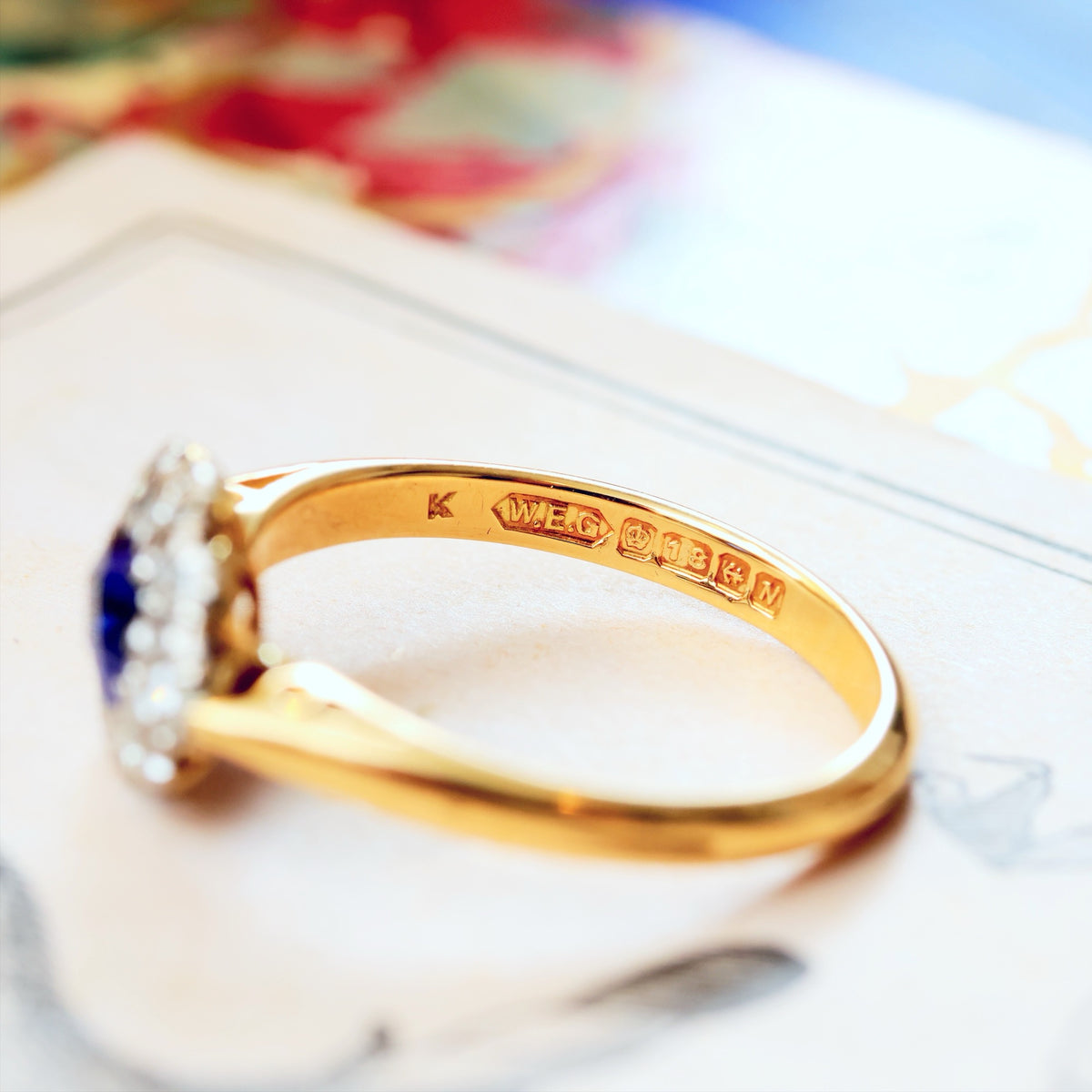 Date 1962 Flowerette Sapphire & Diamond Engagement Ring