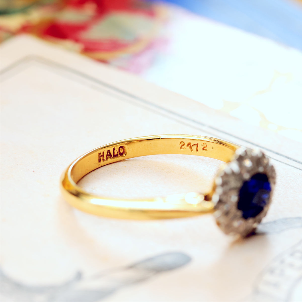 Date 1962 Flowerette Sapphire & Diamond Engagement Ring