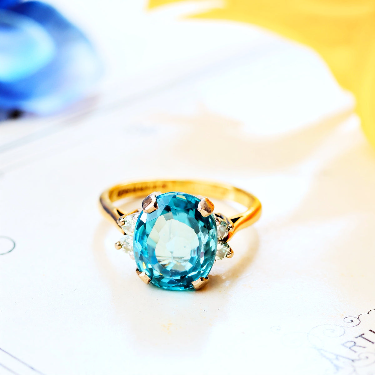 Date 1974 Starlight Blue Zircon & Diamond Ring