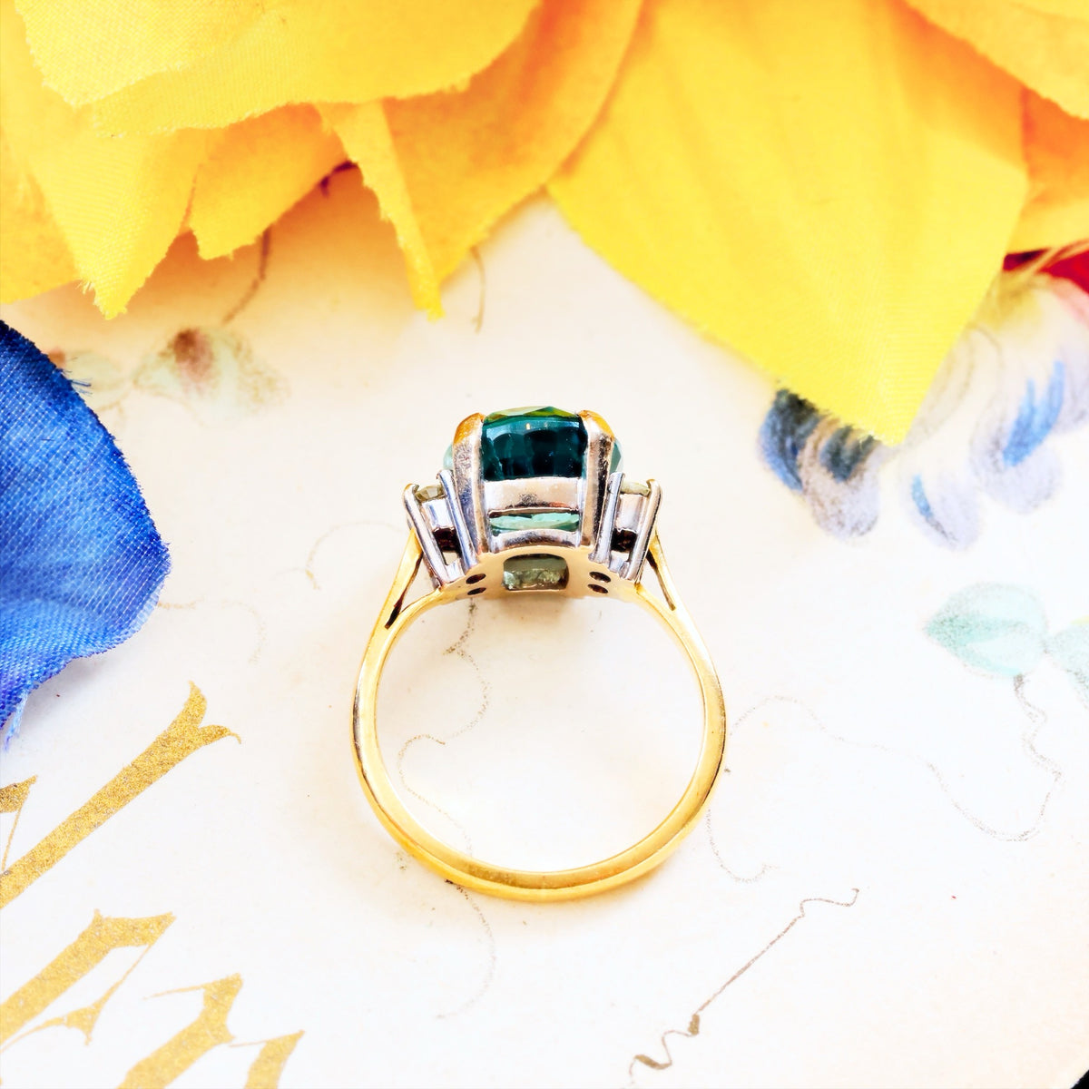 Date 1974 Starlight Blue Zircon & Diamond Ring