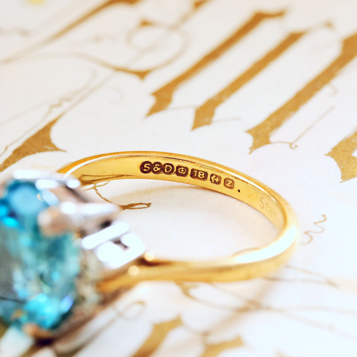 Date 1974 Starlight Blue Zircon & Diamond Ring