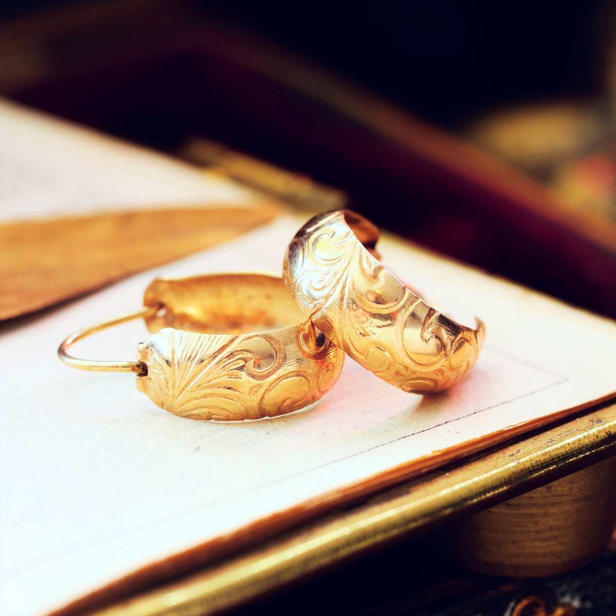 Vintage Date 1975 9ct Gold Hoop Earrings