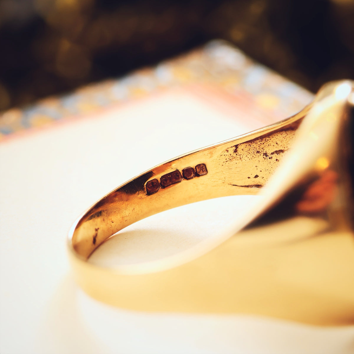 Vintage Date 1975 Black Onyx Signet Ring