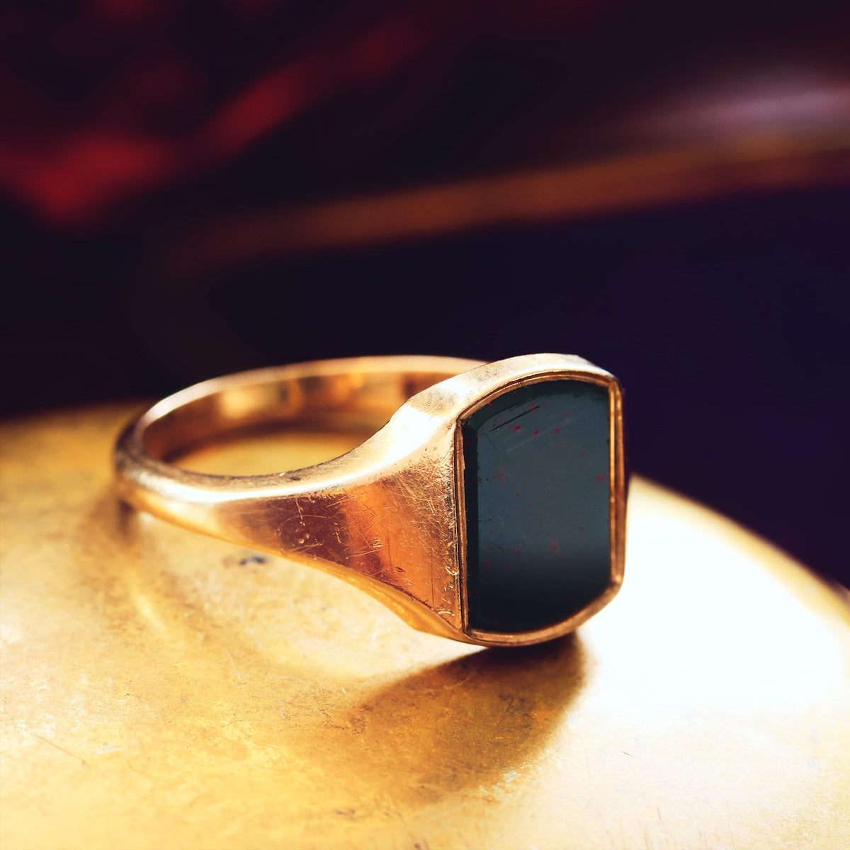 Classic Date 1990 Men's Bloodstone Signet Ring