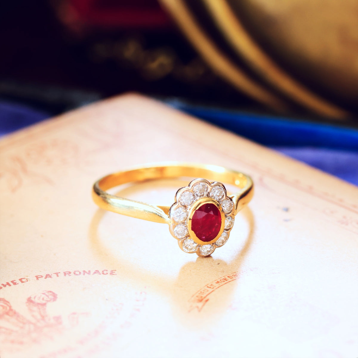 Vintage Date 1996 Ruby & Diamond Engagement Ring