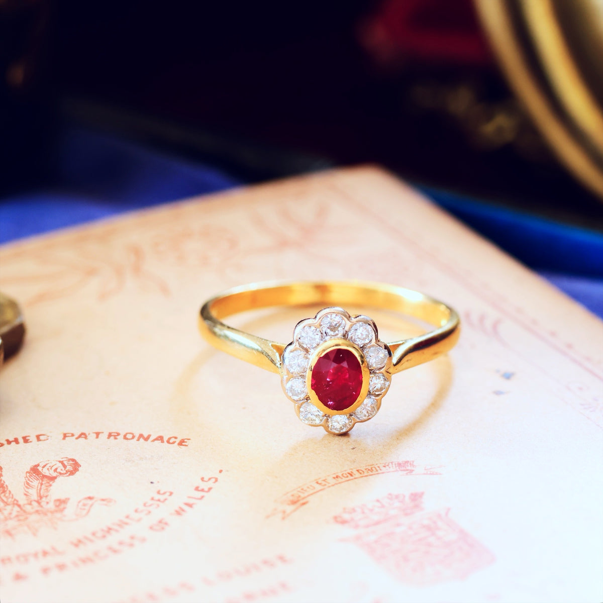 Vintage Date 1996 Ruby & Diamond Engagement Ring