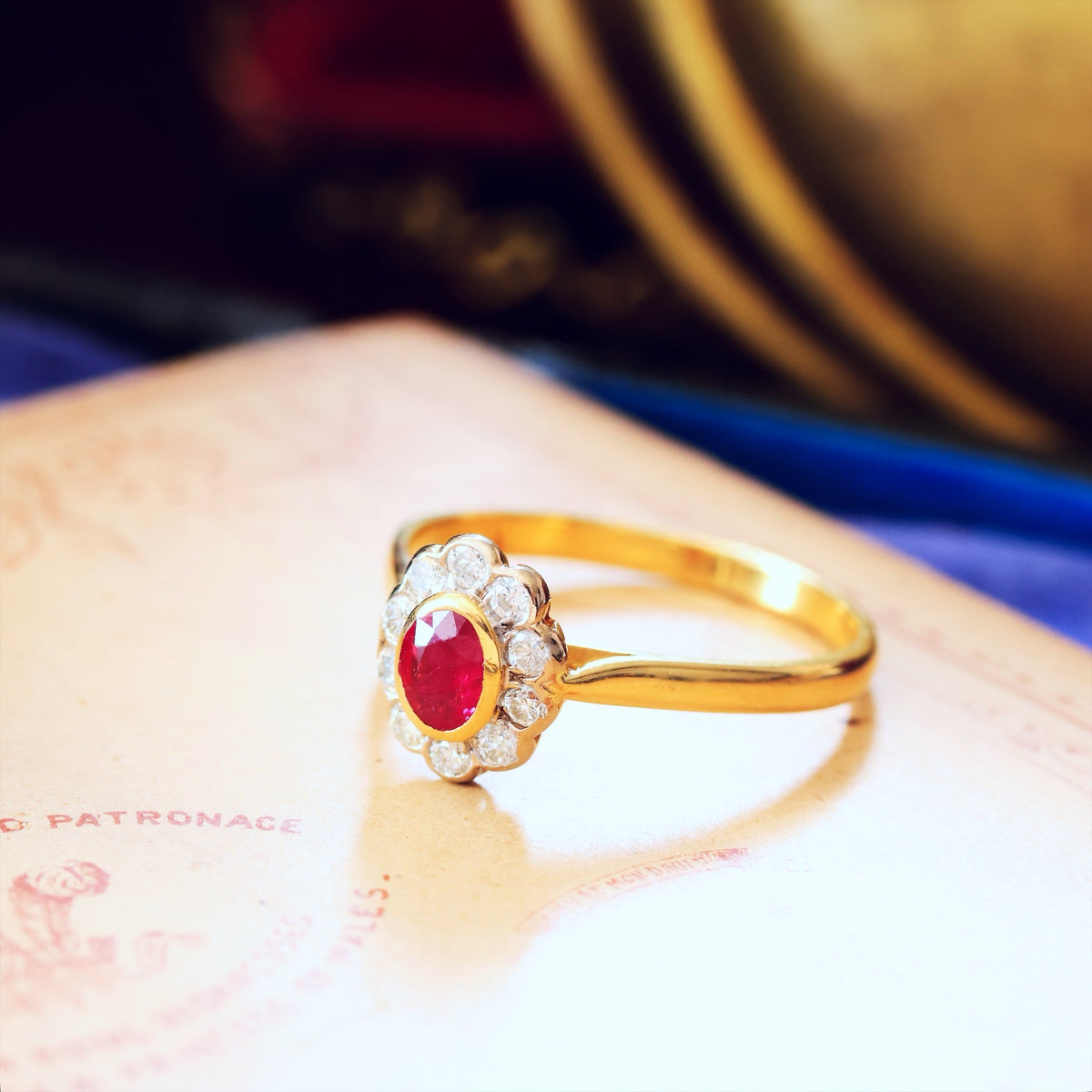 Vintage Date 1996 Ruby & Diamond Engagement Ring