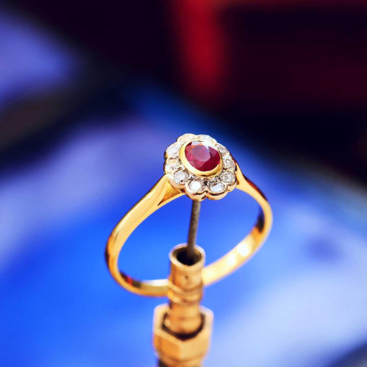 Vintage Date 1996 Ruby & Diamond Engagement Ring