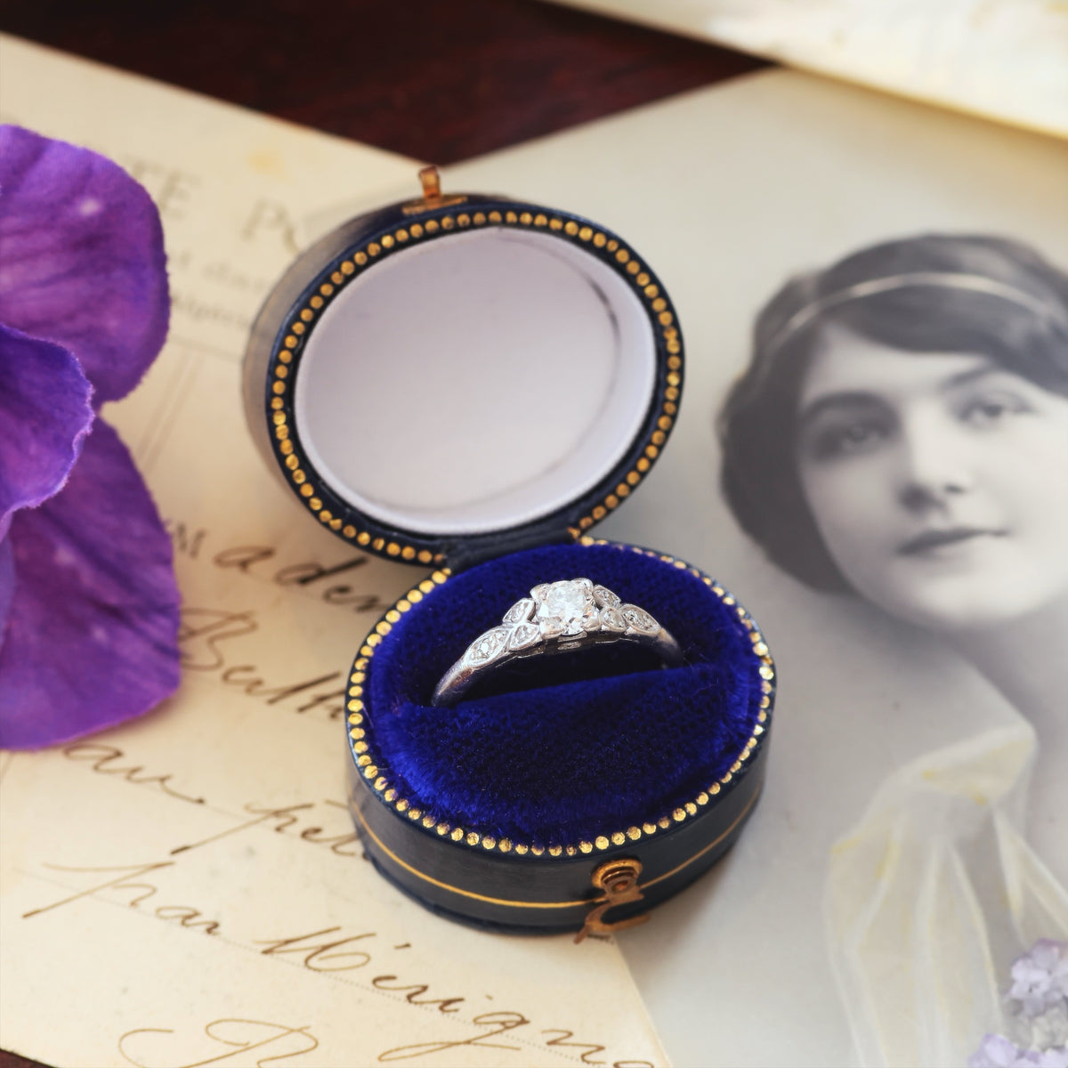 Hand Crafted Vintage Diamond & Platinum Engagement Ring