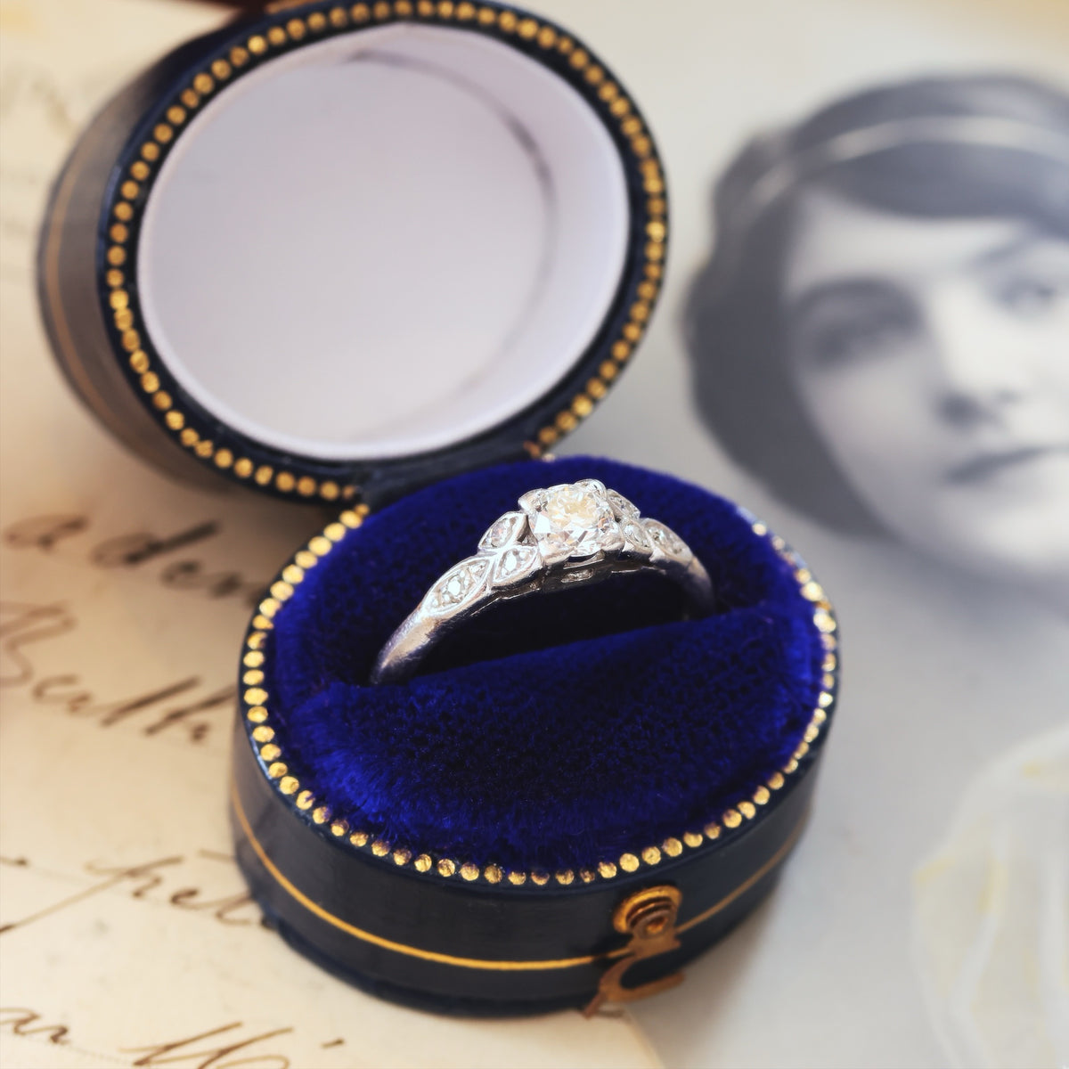 Hand Crafted Vintage Diamond & Platinum Engagement Ring