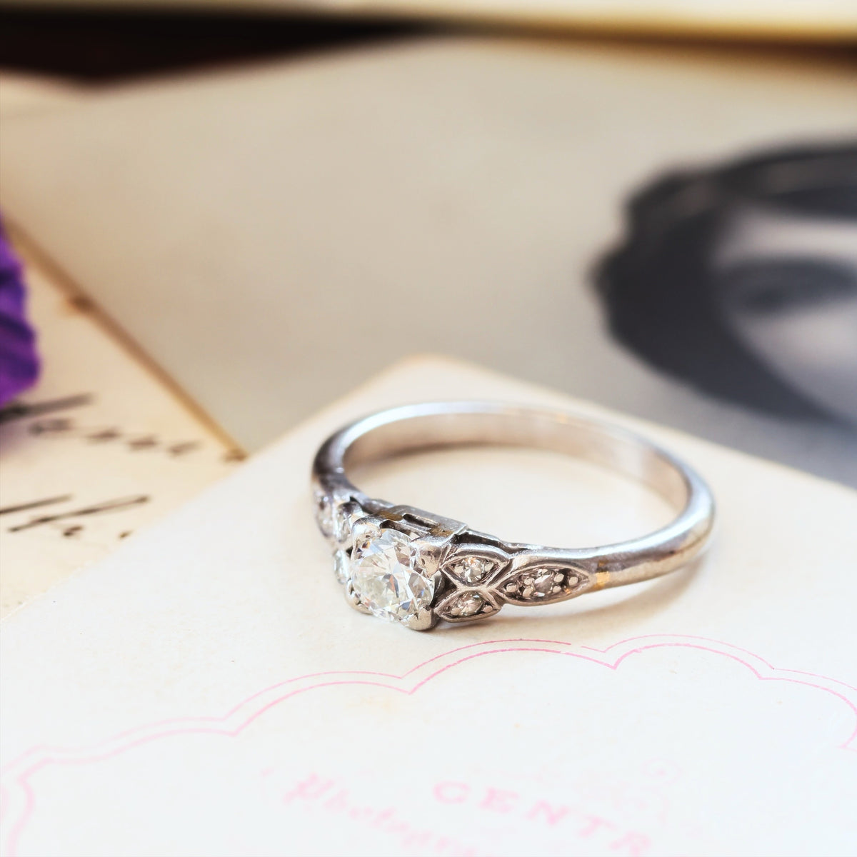 Hand Crafted Vintage Diamond & Platinum Engagement Ring