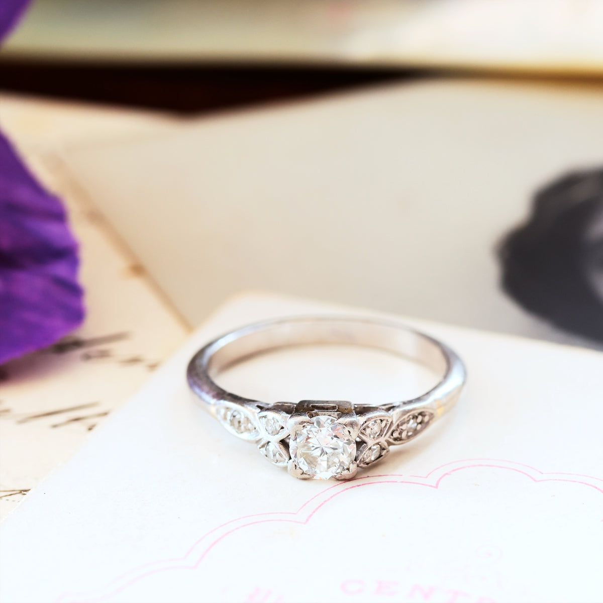Vintage Diamond & Platinum Solitaire Engagement Ring
