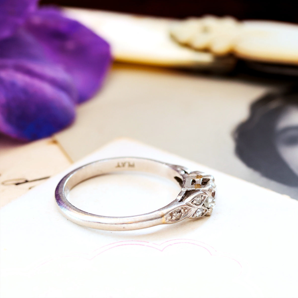 Hand Crafted Vintage Diamond & Platinum Engagement Ring
