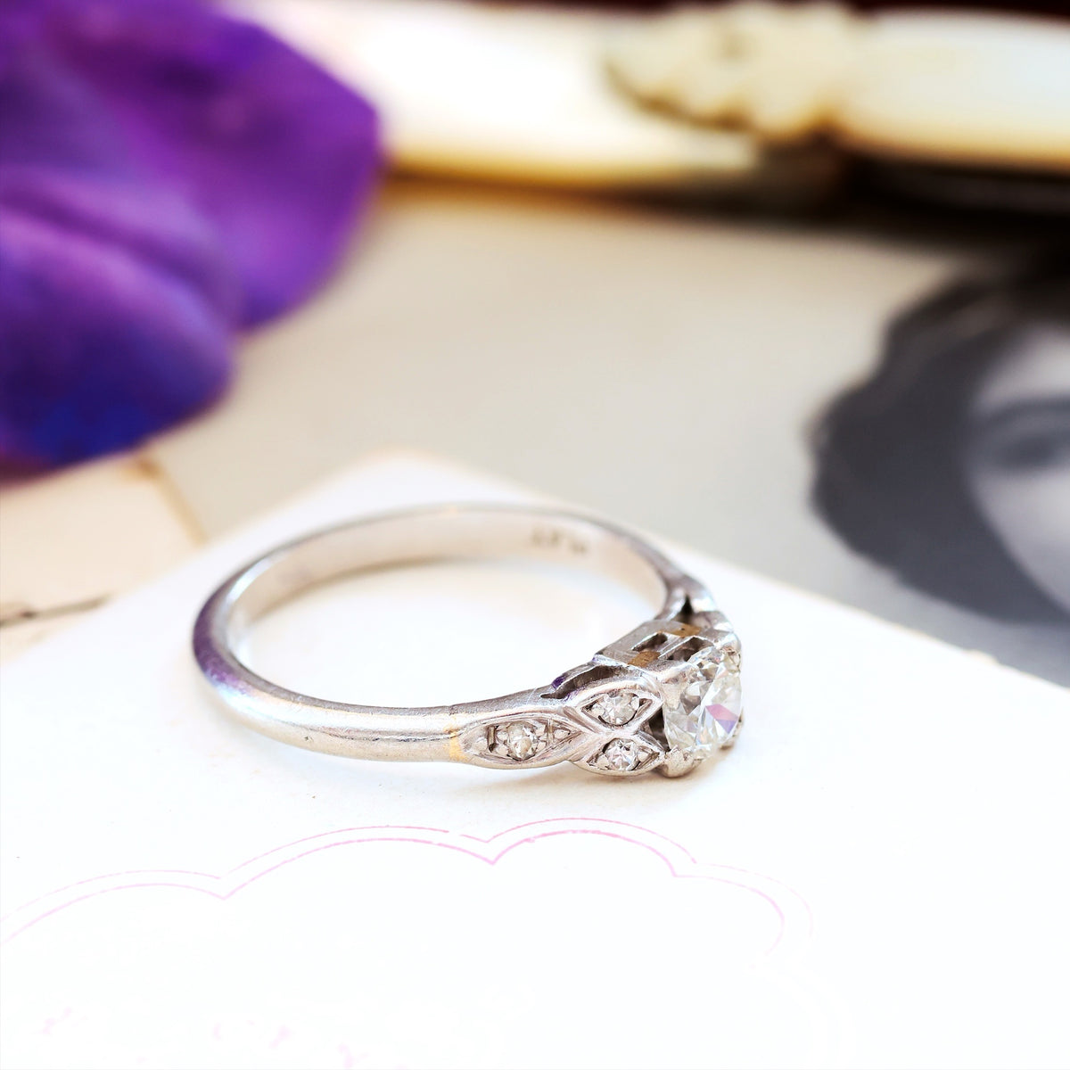Hand Crafted Vintage Diamond & Platinum Engagement Ring