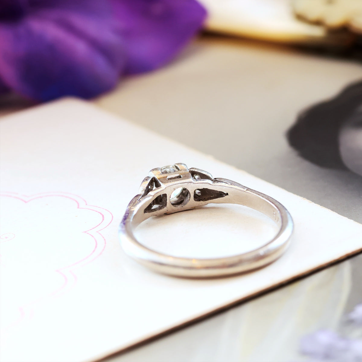 Hand Crafted Vintage Diamond & Platinum Engagement Ring